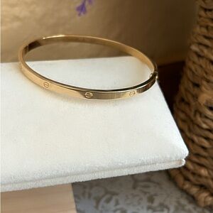 18K Real Gold Bangle Sz 17